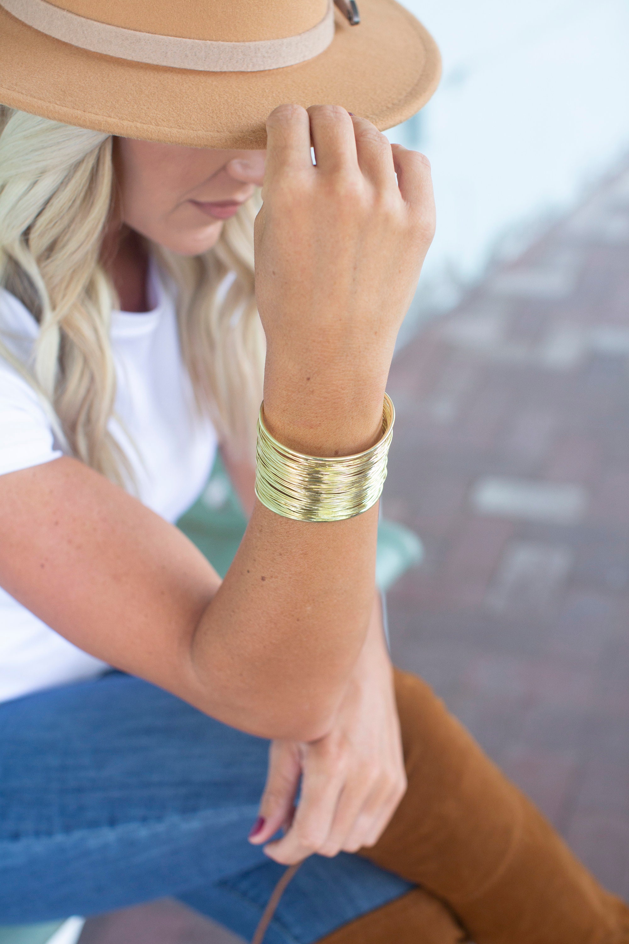 Goldtone Stacked CuffGold Cuff Bracelet For Women Thick Etsy