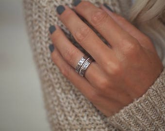 Stapelring - Personalisierter Ring - Mütter Ringe - Handgestempelter Ring - Personalisierter Ring - Stapelring - Namensring - Ringe mit Gravur