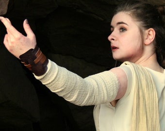 Rey's Stretch Cotton Crepe Arm Wraps/Bandages Jakku Scavenger Costume Star Wars The Force Awakens (ARM WRAPS ONLY)