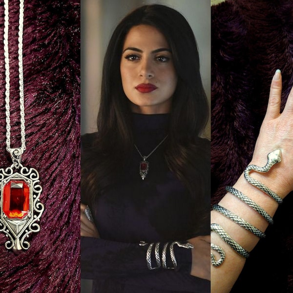 Isabelle Lightwood Red Gem Necklace & Snake Bracelet Set Shadowhunters Cosplay Jewellery