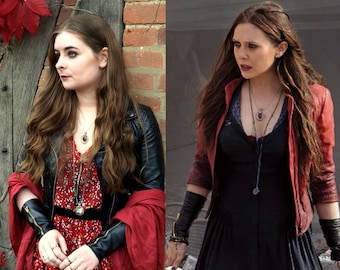 Wanda Maximoff/Scarlet Witch Cosplay Leather Zip Gloves/Wrist-Warmers Avengers Age of Ultron