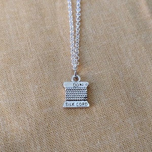 Embroidery Thread Haberdashery Notion Silver Necklace - Sewing Themed Jewellery