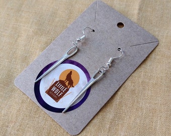 Needle Haberdashery Notion Silver Earrings - Sewing, Embroidery, Needlework Themed Jewellery