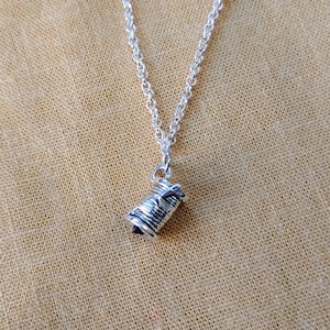 Bobbin Thread Haberdashery Notion Silver Necklace - Sewing Embroidery Themed Jewellery