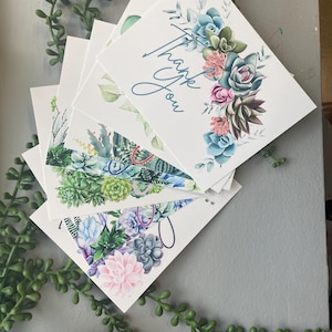 DIY Thank you Notes Printable Stationary Succulent Thank You Notecards Digital Download