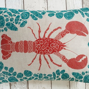 Lobster Cushion, Coastal Pillow, coastal cushion, colourful coastal, unusual valentine gift, be my lobster