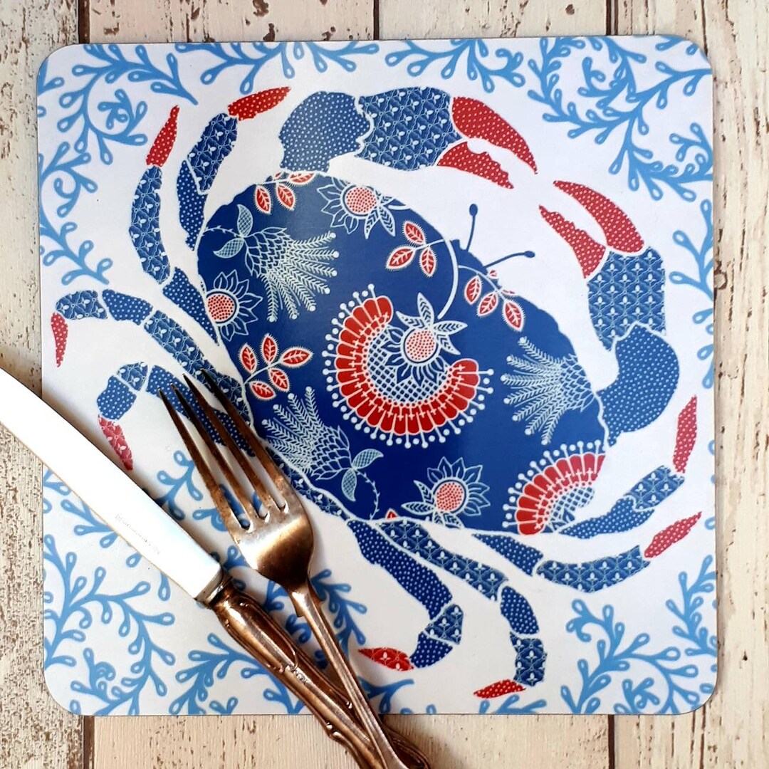Blue Crab Placemats, Crab Table Mats,coastal Placemats, Set of 4 or 6