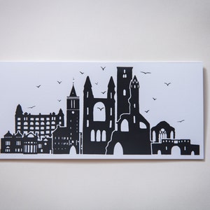 Handgemaakte handgedrukte wenskaart St. Andrews Skyline