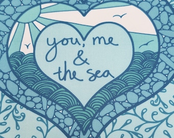 You, Me and the Sea tea towel