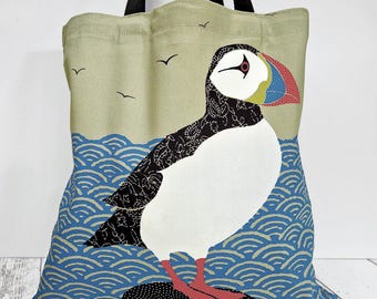 Puffin tote bag