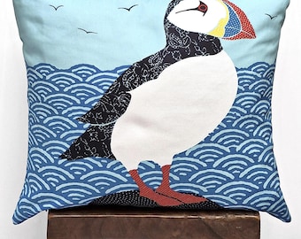 Organic Cotton Puffin cushion