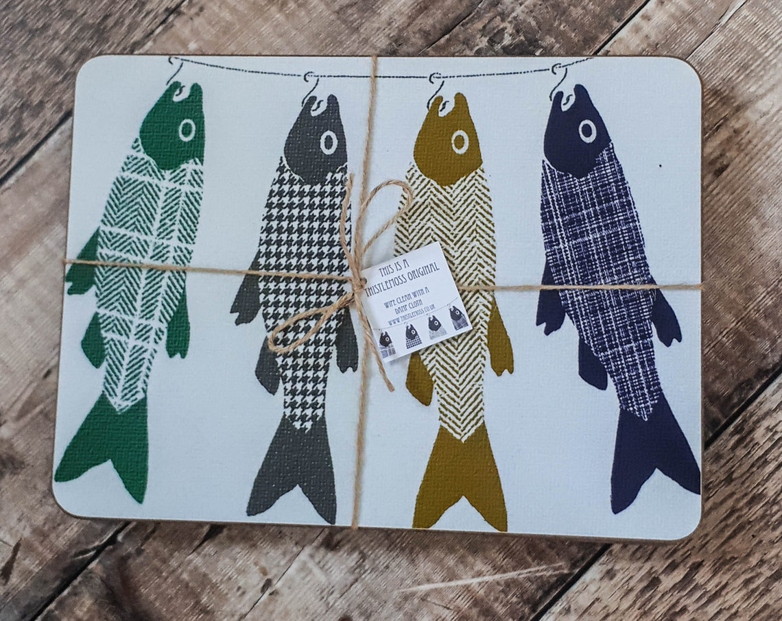 Coastal Placemats Fish Placemats Tweed Placemats Etsy UK