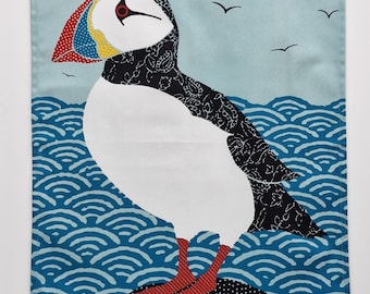 Puffin tea towel