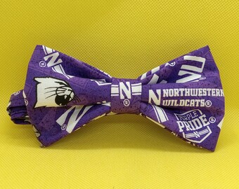 Northwestern Wildcats cotton fabric neck adjustable bowtie