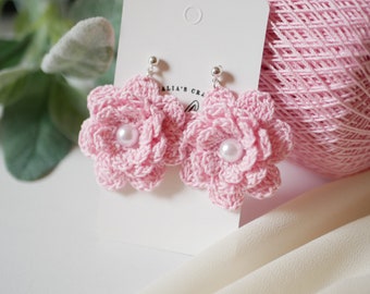 Camellia Flower Earrings -Digital Crochet Pattern- PDF File Format