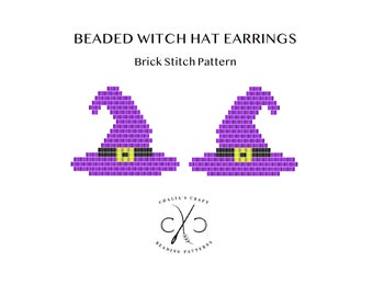 Beaded Witch Hat Earrings- PDF Brick Stitch Pattern