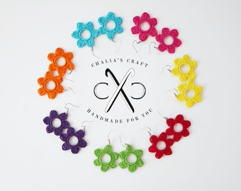 Small Flower Hoop Earrings- Handmade Item