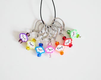 Cheery Cloud Crochet Stitch Markers- Handmade Item