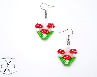 Fly Agaric Mushroom Earrings- PDF Brick Stitch Pattern