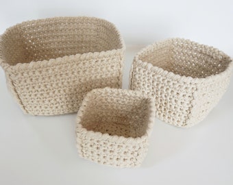 Birch Basket Set- Nesting Baskets- Digital Crochet Pattern- PDF File Format
