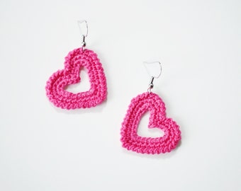 Mini Heart Earrings - Digital Crochet Pattern- PDF File Format