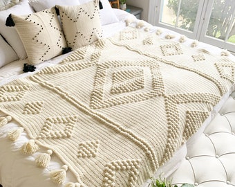 Diamond Luxe- Throw Blanket- Digital Crochet Pattern- PDF File Format