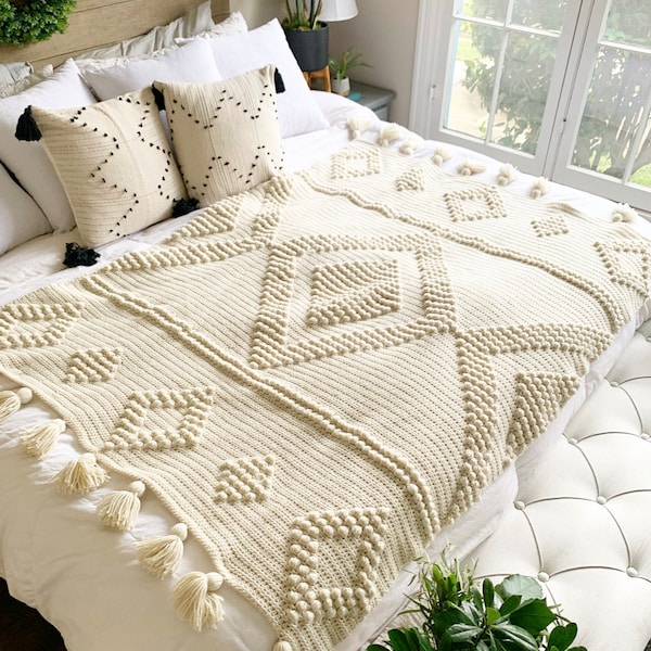 Diamond Luxe- Throw Blanket- Digital Crochet Pattern- PDF File Format