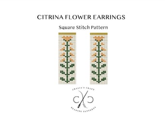 Citrina Flower Earrings - PDF Square Stitch Pattern