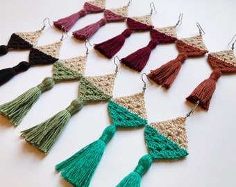 Two Toned Diamond Earrings- Digital Crochet Pattern- PDF File Format