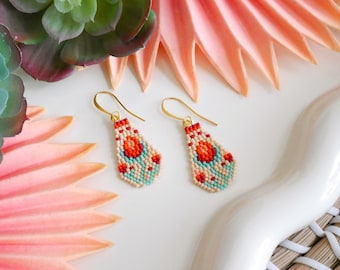 Adobe Rose Earrings- PDF Brick Stitch Pattern