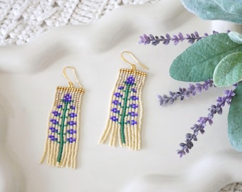 Lavender Whisper Earrings - PDF Square Stitch Pattern