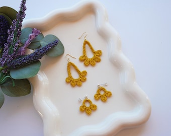 Fiona Flora Hoop Earrings- Digital Crochet Pattern- PDF File Format