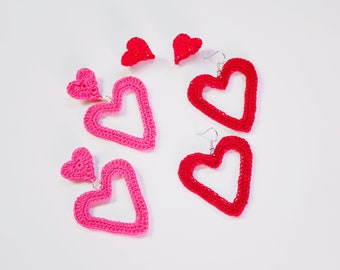 Lovely Heart Hoop Earrings - Digital Crochet Pattern- PDF File Format