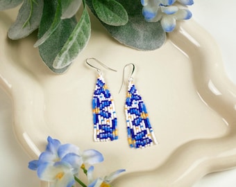 Blue Daisy Earrings - PDF Brick Stitch Pattern