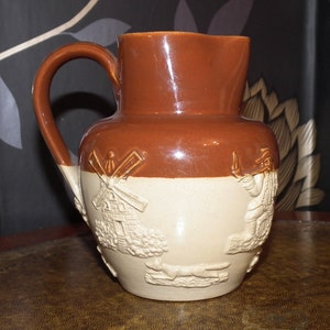 Antique Doulton Lambeth Stone Glazed 5 1/2&quot; Harvest Jug Circa 1890