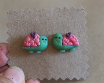 Turtle Earrings Clay, Turtle Stud Earrings for Girls, Cute Animal Studs, Kawaii Reptile Earrings, Tortoise Earrings Kids, Turtle Lover Gift