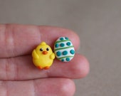 Mismatched Easter Earrings, Easter Jewelry for Adults, Easter Egg Earrings, Chick and Egg Easter Stud Earrings, Easter Basket Stuffers Gifts