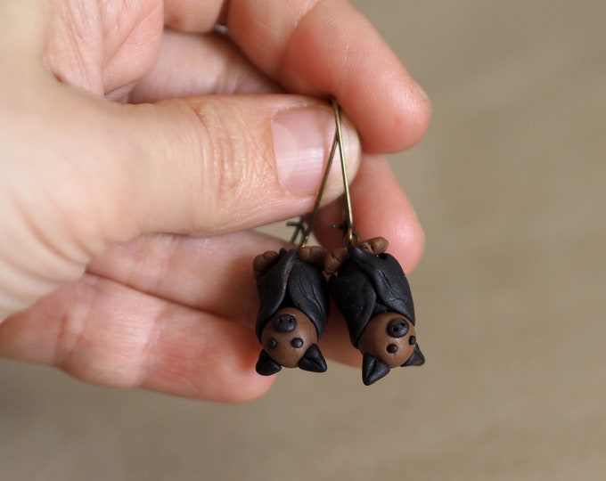 Hanging Bat Earrings Halloween Jewelry Gift for Kids Bat Etsy