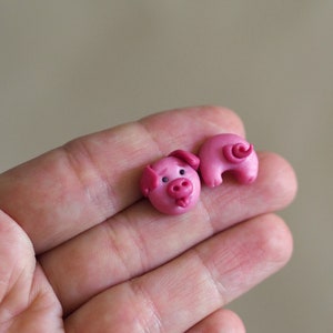 Mini Pig Earrings, Cute Polymer Clay Pig Studs, Handmade Animal Jewelry, Whimsical Farm Gift for Her, Kawaii Pig Accessories, Pig Jewellery