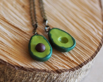 Couple Necklaces Clay, Avocado Friendship Necklace, Avocado Necklace for Best Friends, Relationship Necklace, Couples Jewelry Him and Her