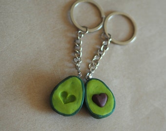 Heart Seed Avocado Keychain, Boyfriend and Girlfriend Matching Keychains, Couples Keychain Set for 2, Best Friend Keychain Appreciation Gift