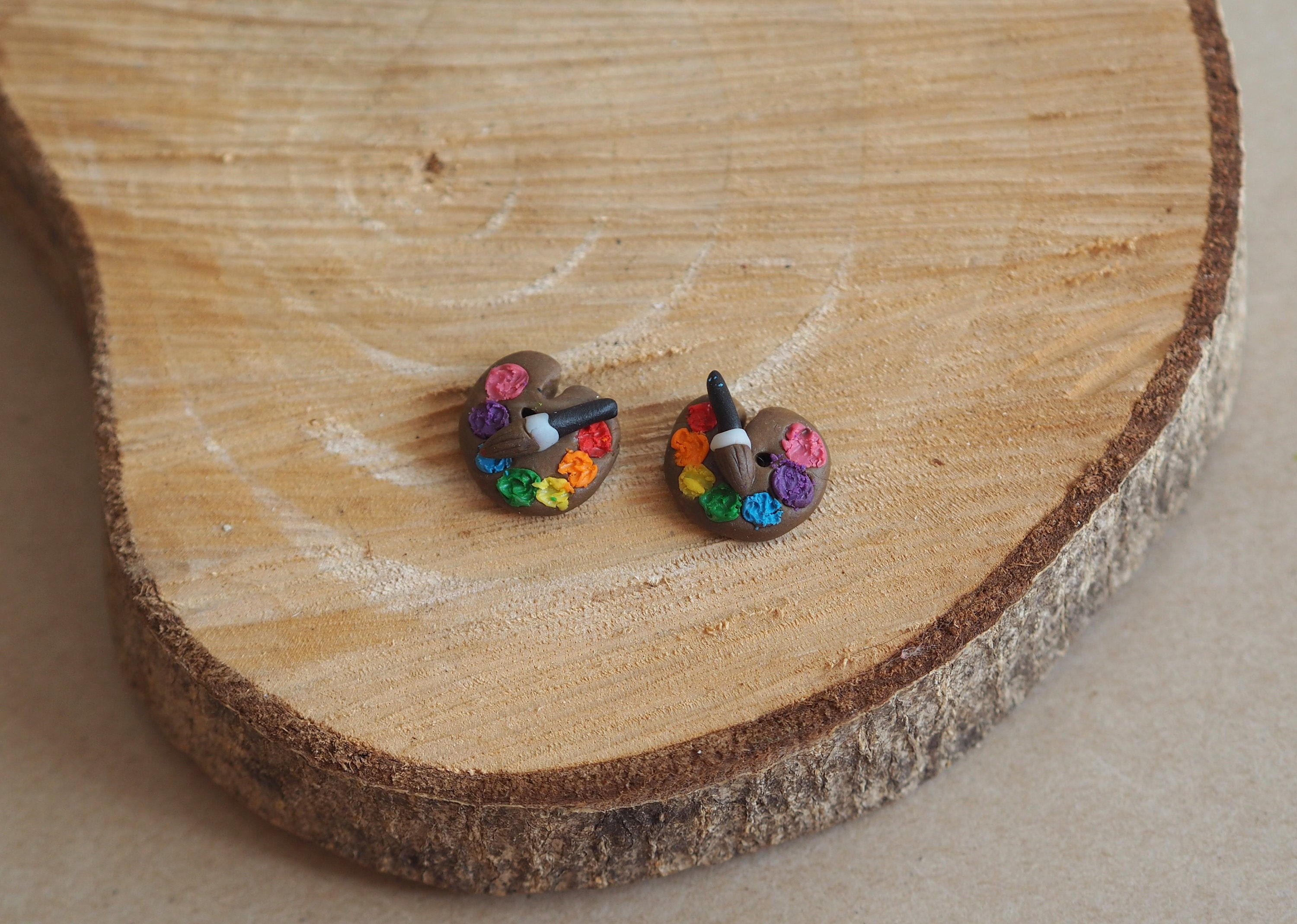 Paint Palette Stud Earrings Artist Paint Brush Earrings Etsy