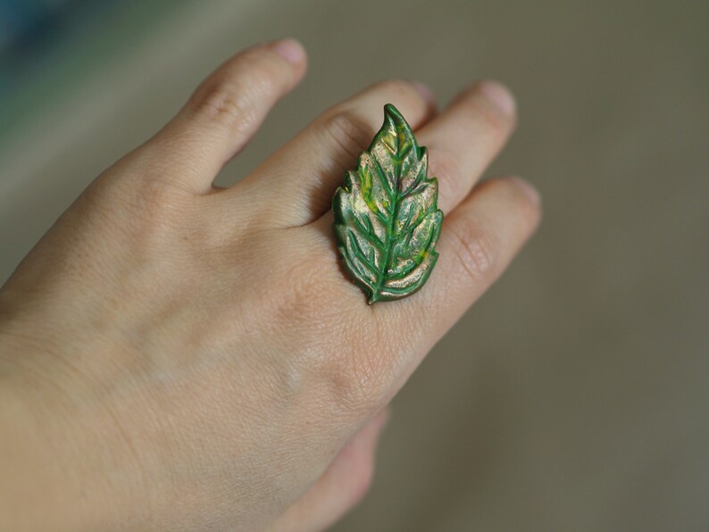 Oversized Chunky Rings for Women Woodland Nature Jewelry Women Jewelry Set Ring and Earrings Forest Themed Ring Leaf Earrings and Ring