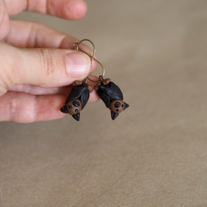 Halloween Gift for Kids, Hanging Bat Earrings, Bat Dangle Earrings Halloween, Halloween Jewellery, Cool Earrings Halloween Basket Earrings image 5