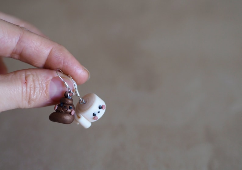 Mismatched Poop and Toilet Paper Earrings Funny Jewelry Gifts for Sister Dangle Funny Earrings Kawaii Jewelry Charms Jewelry for Kids