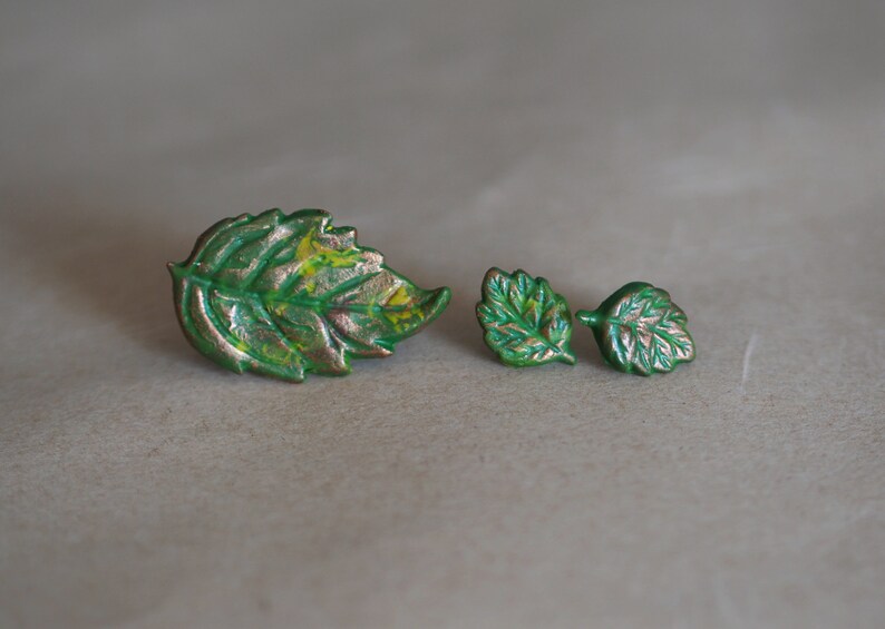 Oversized Chunky Rings for Women Woodland Nature Jewelry Women Jewelry Set Ring and Earrings Forest Themed Ring Leaf Earrings and Ring
