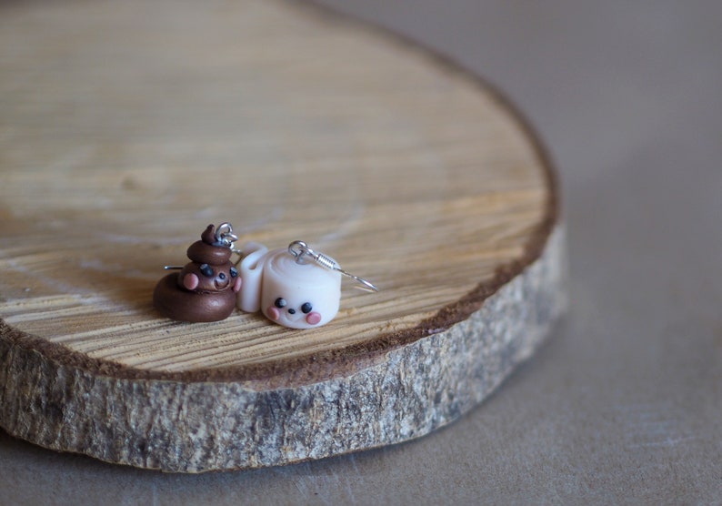 Mismatched Poop and Toilet Paper Earrings Funny Jewelry Gifts for Sister Dangle Funny Earrings Kawaii Jewelry Charms Jewelry for Kids