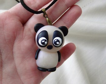 Panda Pendant Necklace, Baby Panda Gifts Jewelry, Panda Bear Baby Kawaii Necklace, Wildlife Animal Jewelry, Girl Black and White Necklace