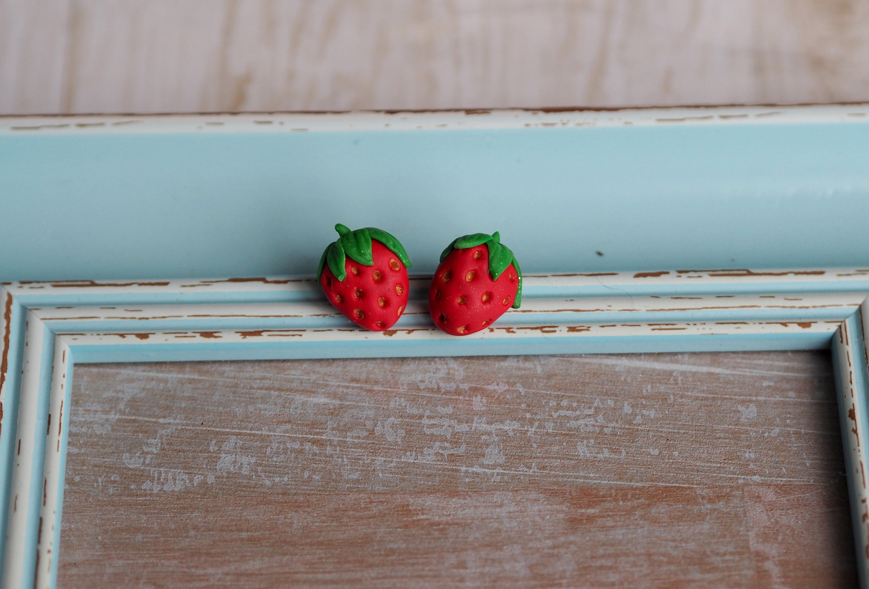 Strawberry Earrings Red Stud Earrings Clay Fruit Earrings Etsy Canada