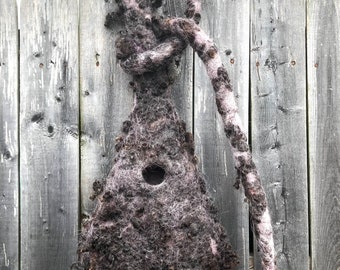 Hanging Wet Felted Nesting Bird Pod